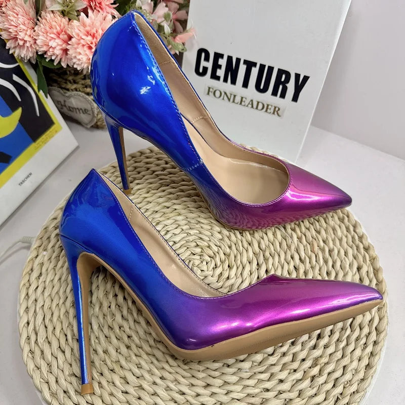 Red Black Gradient Women Pointed Toe Shoes 8CM 10CM 12CM Size 34-46 Elegant Stiletto Pumps for Formal Dress Sexy High Heels