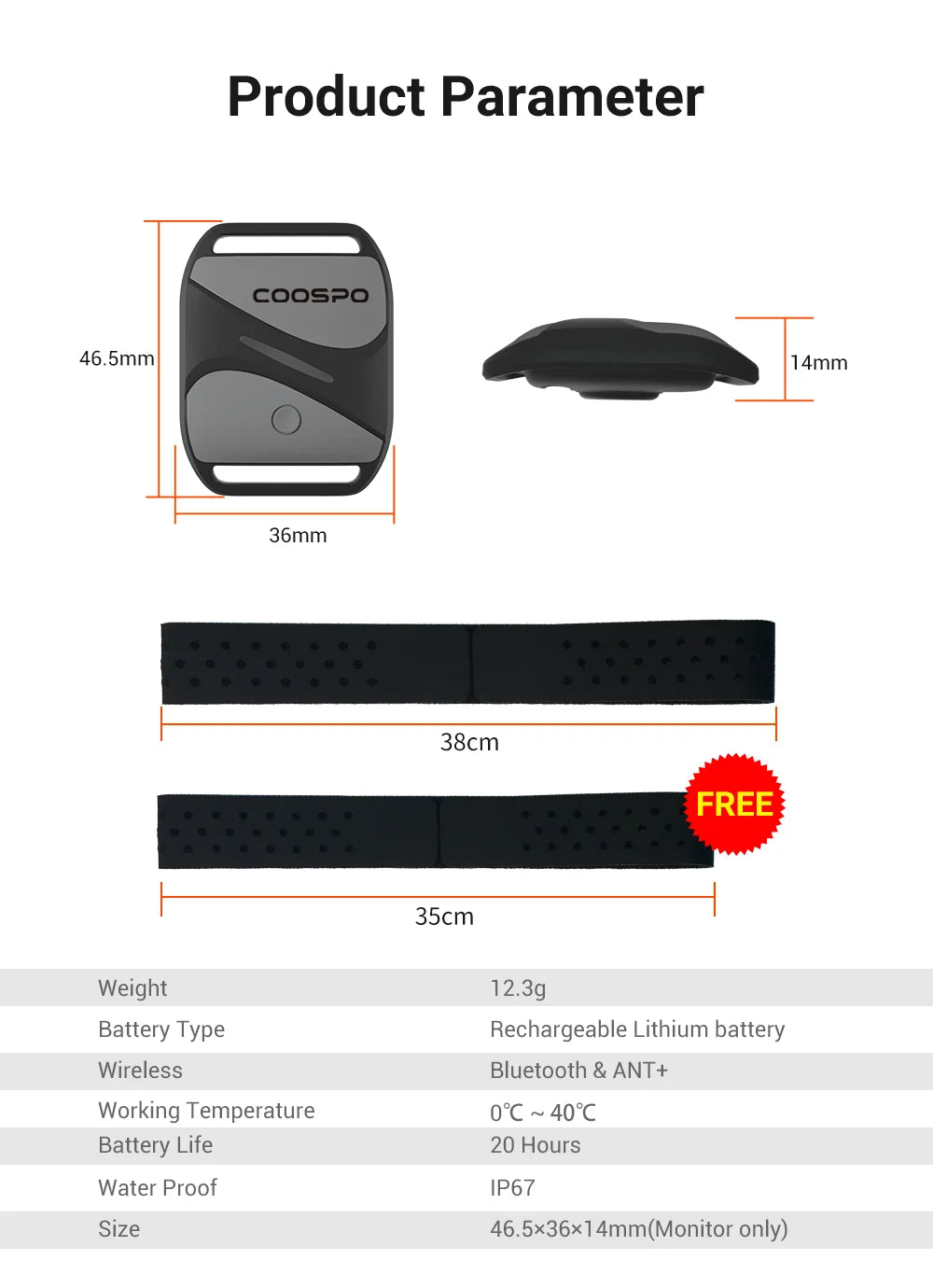 Heart Rate Monitor Armband HW807 | Bluetooth ANT+ Fitness Tracker Tidesmit