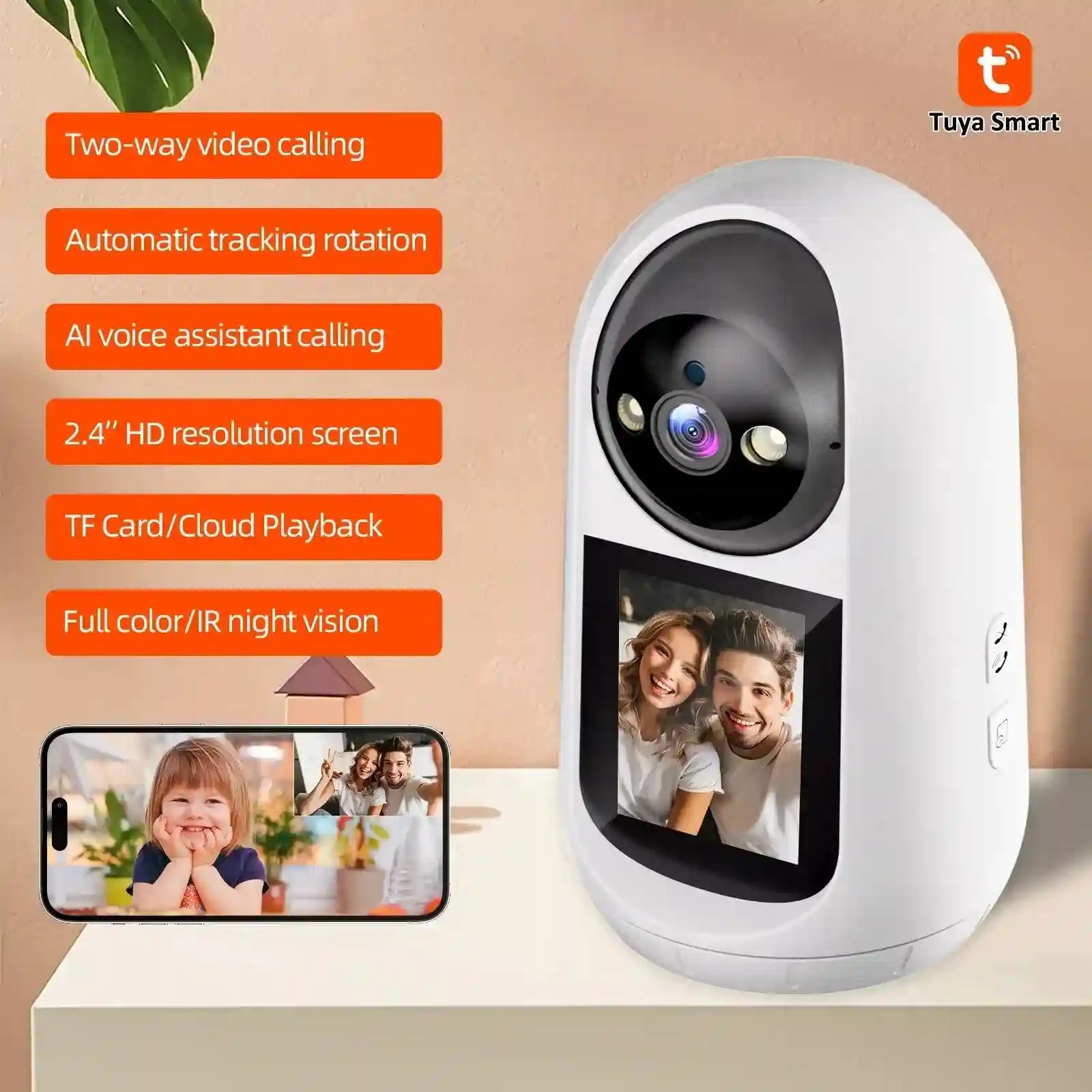 Video Calling Security Camera with 2.8-Inch HD Screen - Wi-Fi Enabled Tidesmit