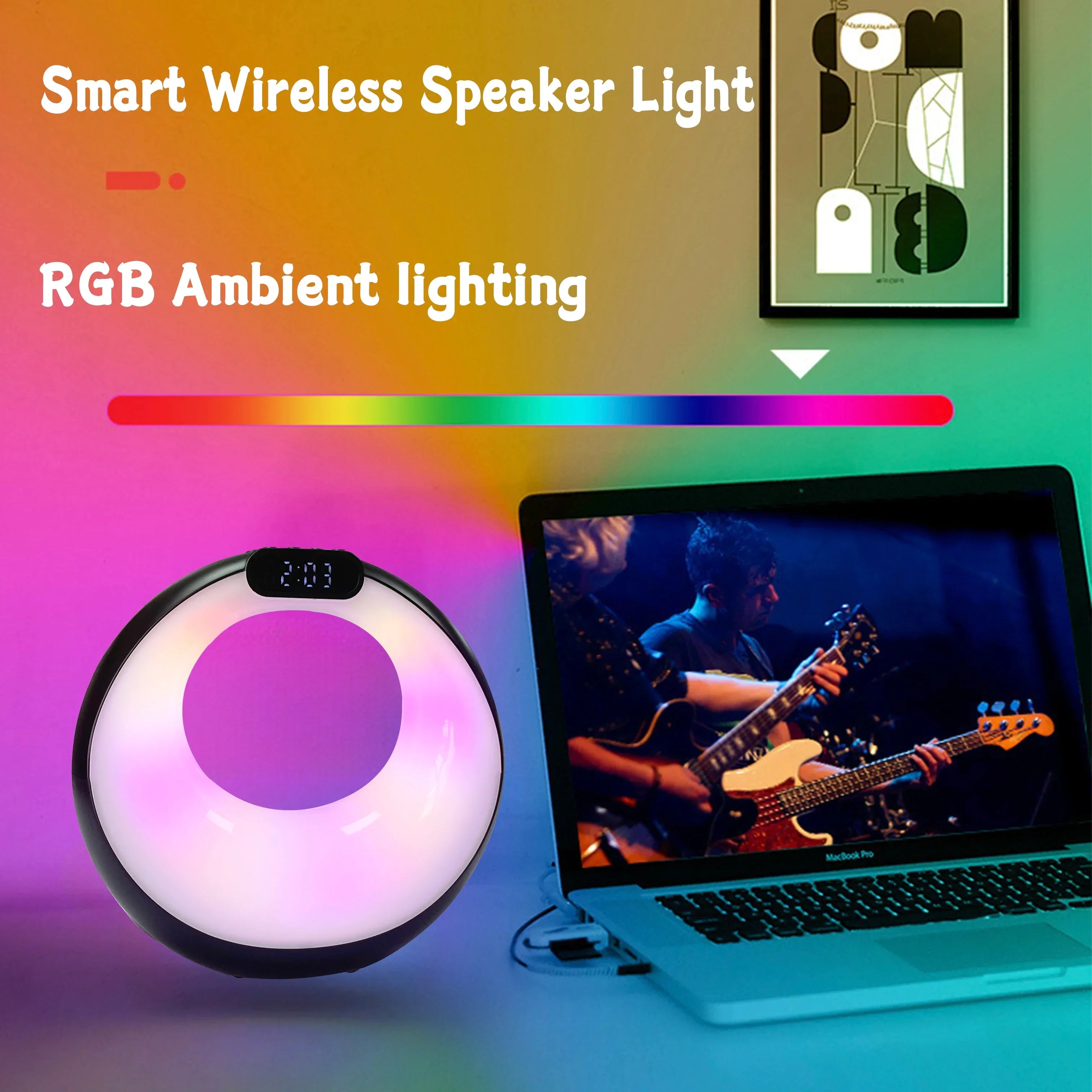 Portable Bluetooth Speaker with LED Lights, Alarm Clock & 360 Sound My Store