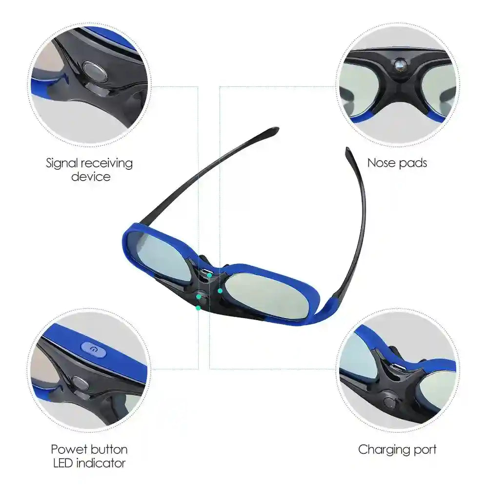 DLP 3D Glasses 144Hz Rechargeable Active Shutter For Projectors Tidesmit