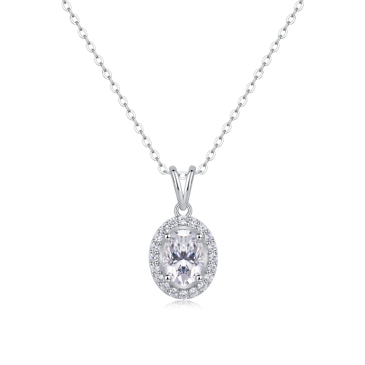 Timeless Oval Cut Moissanite Pendant Necklace 925 Silver Everyday Fine Jewelry Moissanite Necklace