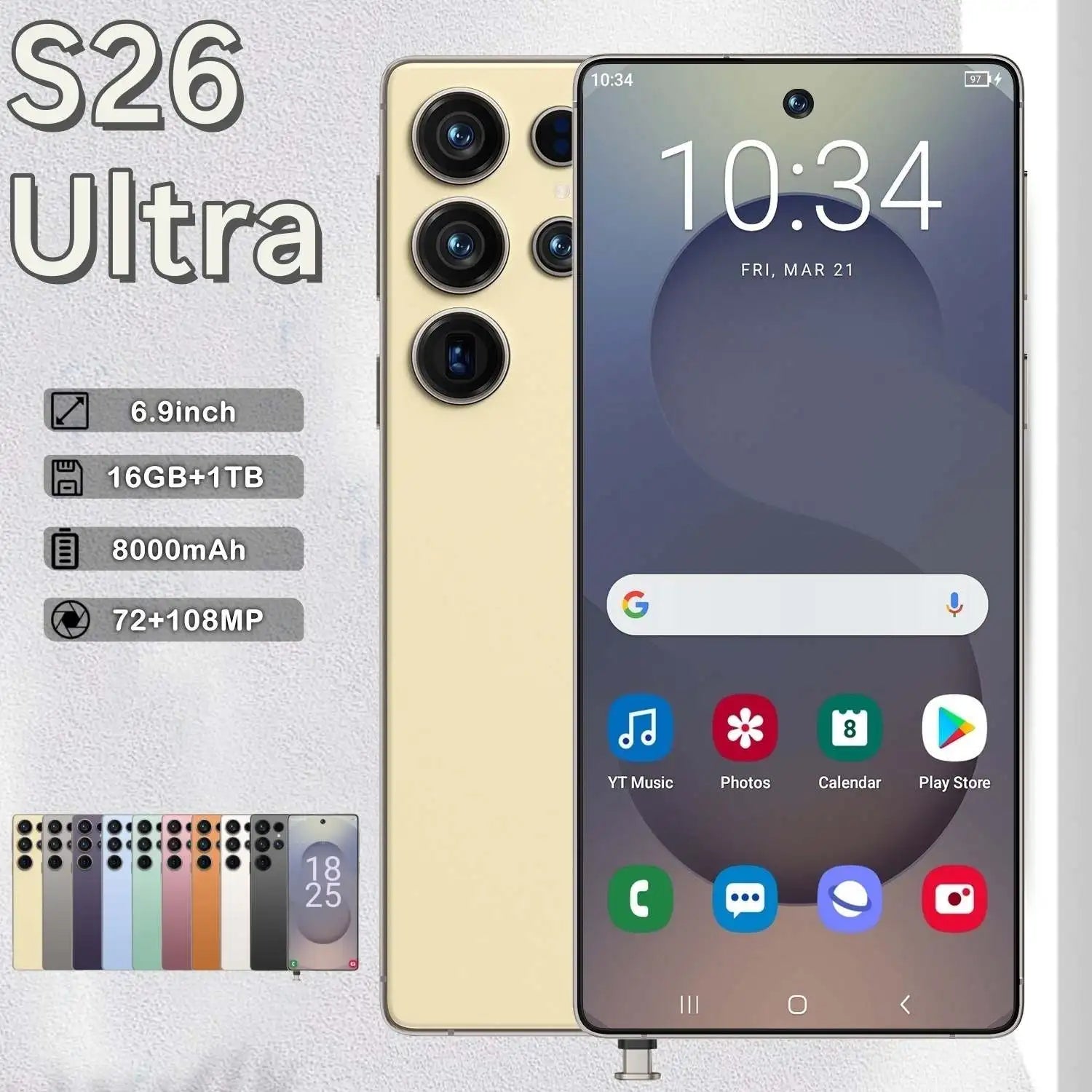 Unlocked 5G Smartphone, 16GB RAM, 1TB Storage, 6.9 Inch AMOLED Display Tidesmit