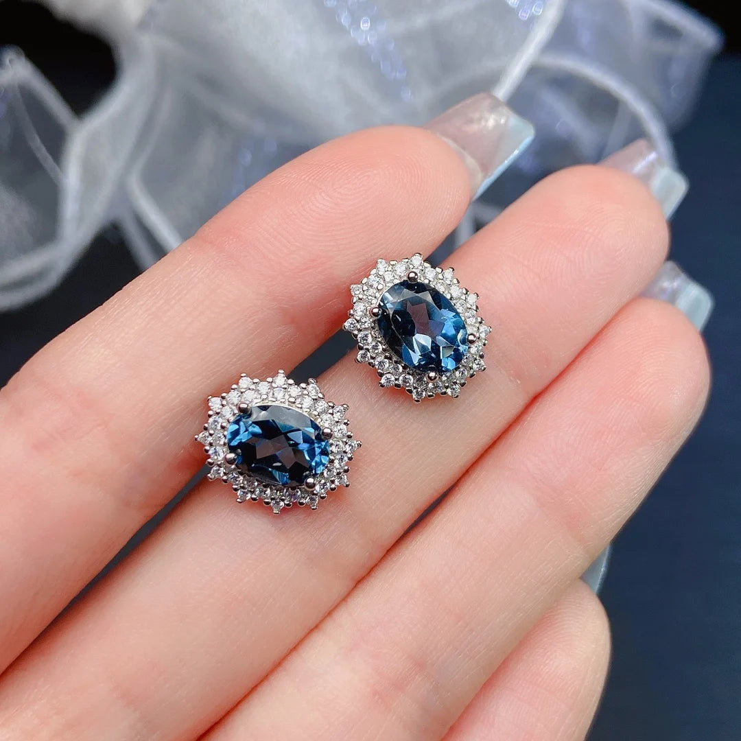 Discount Women's 925 Sterling Silver Fine Jewelry Set with Gold Plating Featuring Natural Topaz for Parties