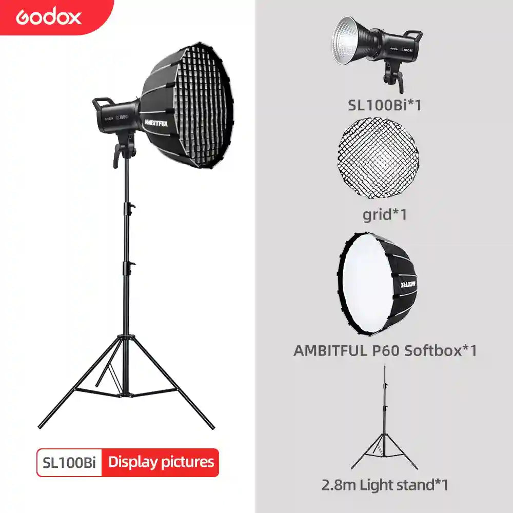 Godox SL100Bi Bi-Color LED Video Light - 100W Bowens Mount Studio Kit Kit 11 Tidesmit