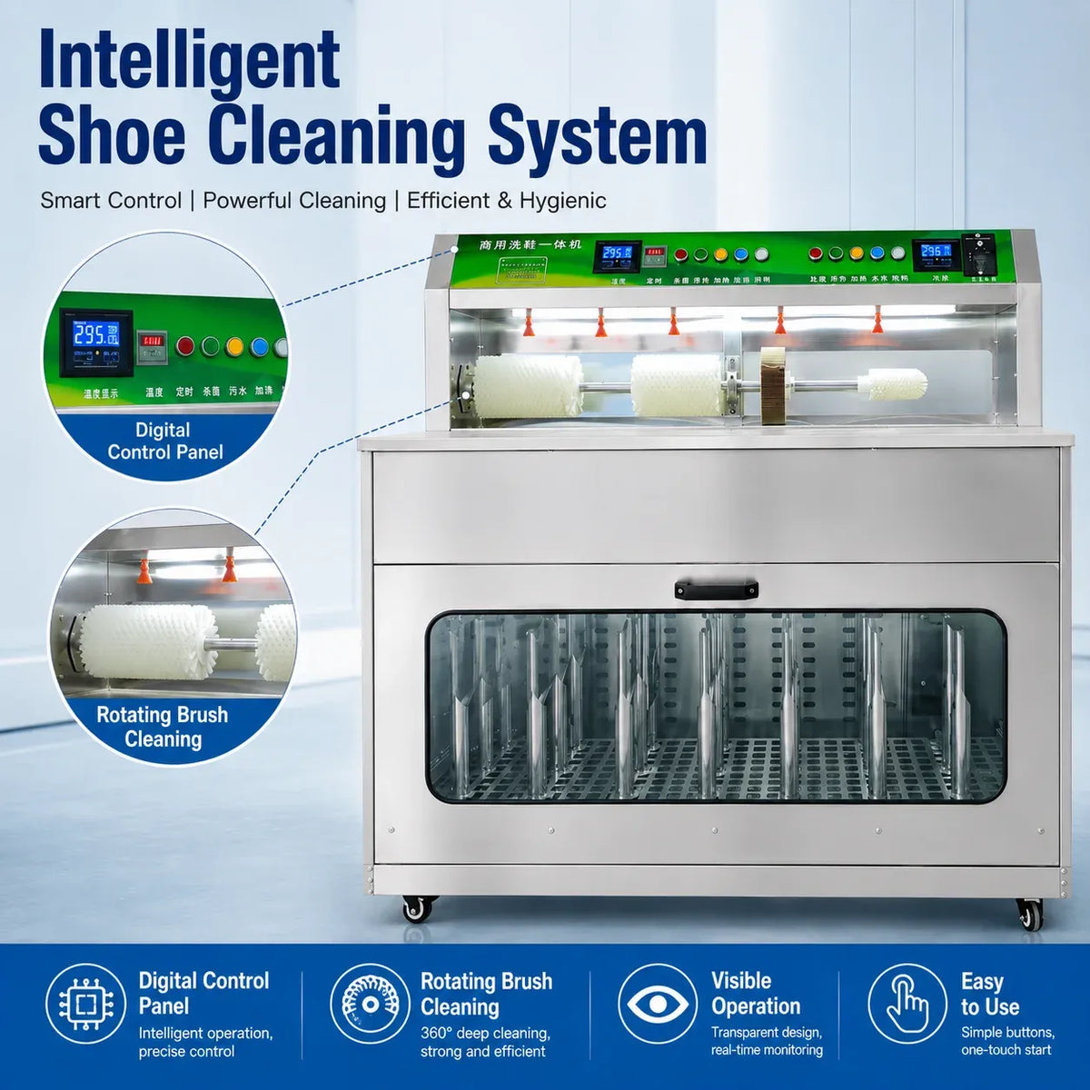 Commercial Shoe Washing and Drying Machine Stainless Steel Automatic Sneaker Cleaner for Laundry Shop Hotel Use