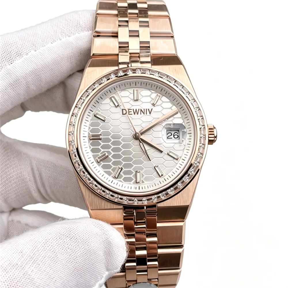 2026 40mm Automatic Mechanical Visible Movement Luxury Fashion Hip Hop Dive Stainless Steel Band Ice Blue Dial Watch