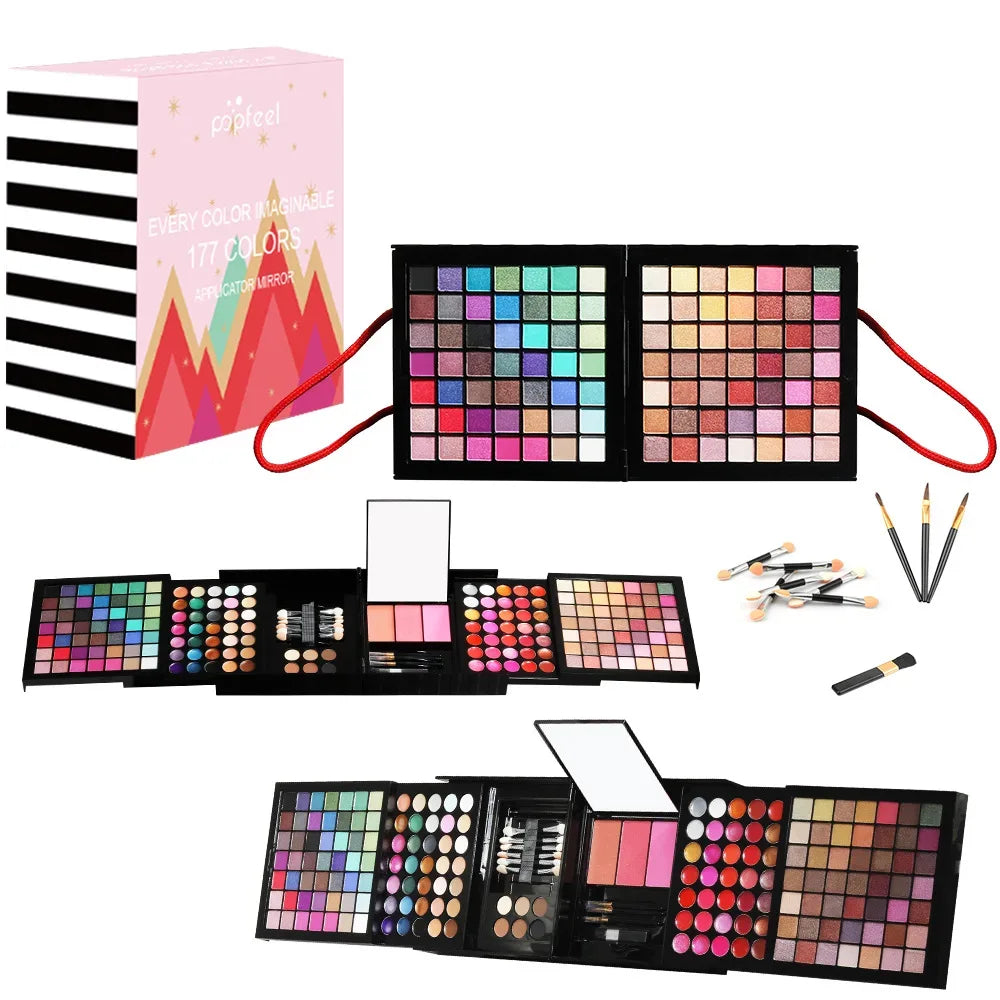 Professional Makeup Kit: 177 Color Eyeshadow Palette Set (BOX006A) Professional Makeup Kits Tidesmit