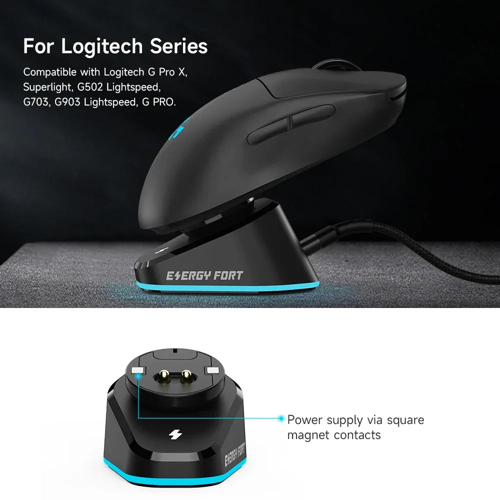 Logitech G Pro Mouse Charging Dock - Wireless USB Hub (Black/White) Tidesmit