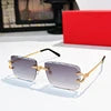 High End Luxury Diamond UV400 Comfortable Sunglasses Unisex Rimless Frameless Trendy Designer Brand