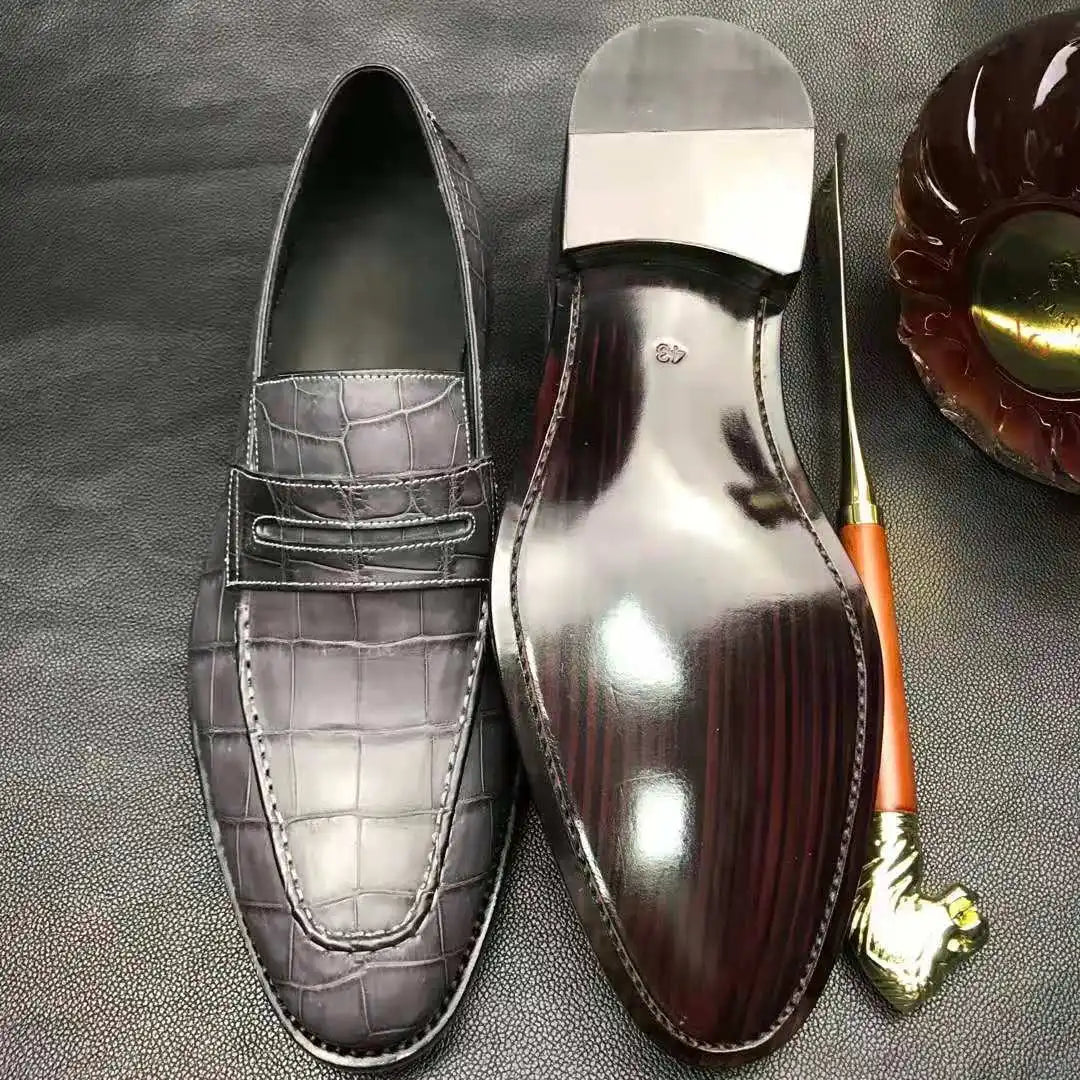 Goodyear Genuine crocodile Leather Loafers Men Luxury Casual Loafer Shoes for Men alligator Skin Custom Dress Shoes Men