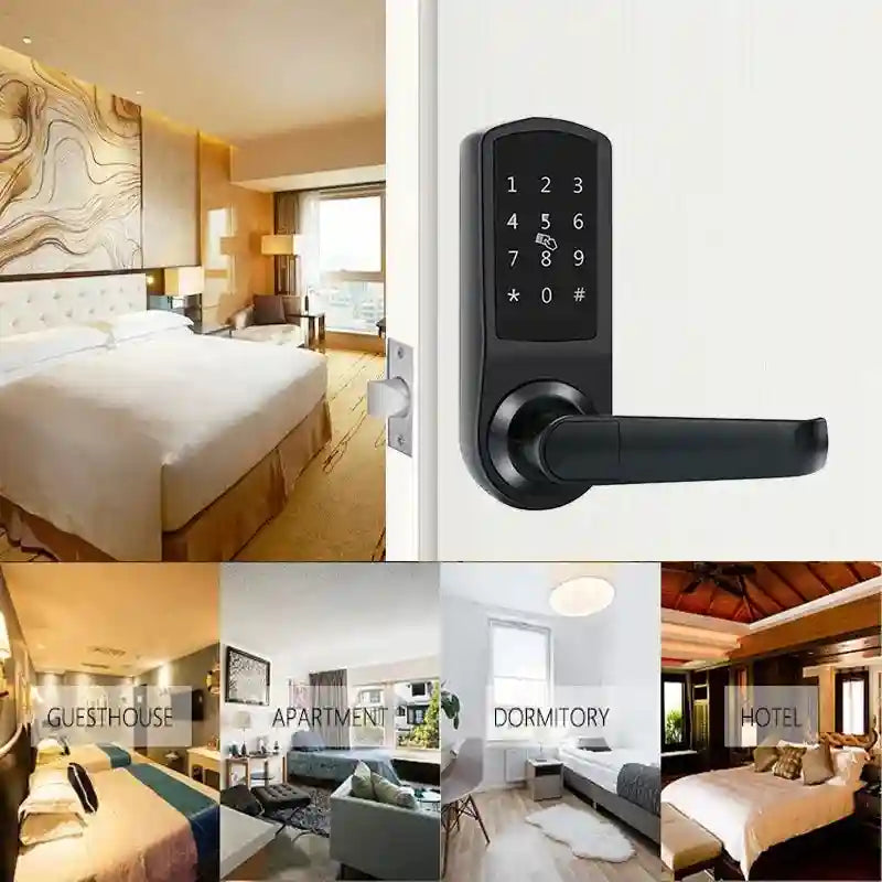Smart Door Lock with App and Anti-Peep Alarm - Black Tidesmit Tidesmit