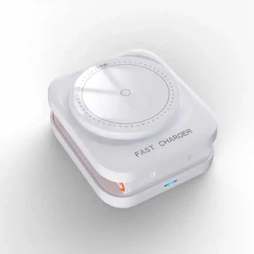 3-in-1 Magnetic Wireless Charger Stand – 15W Fast Qi Certified Station Tidesmit