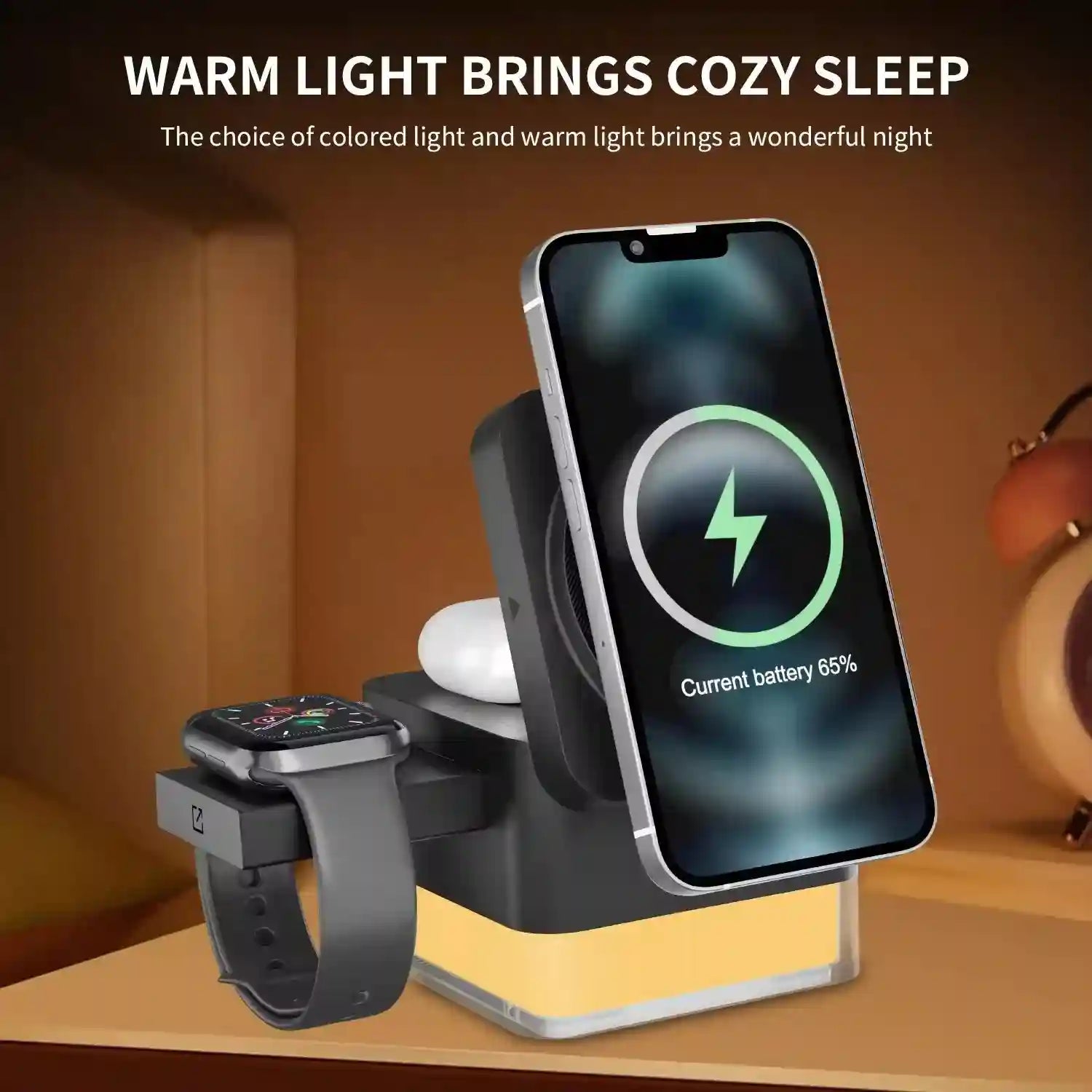 3-in-1 Magnetic Wireless Charging Stand | Fast Qi Certified Multi-Device Tidesmit