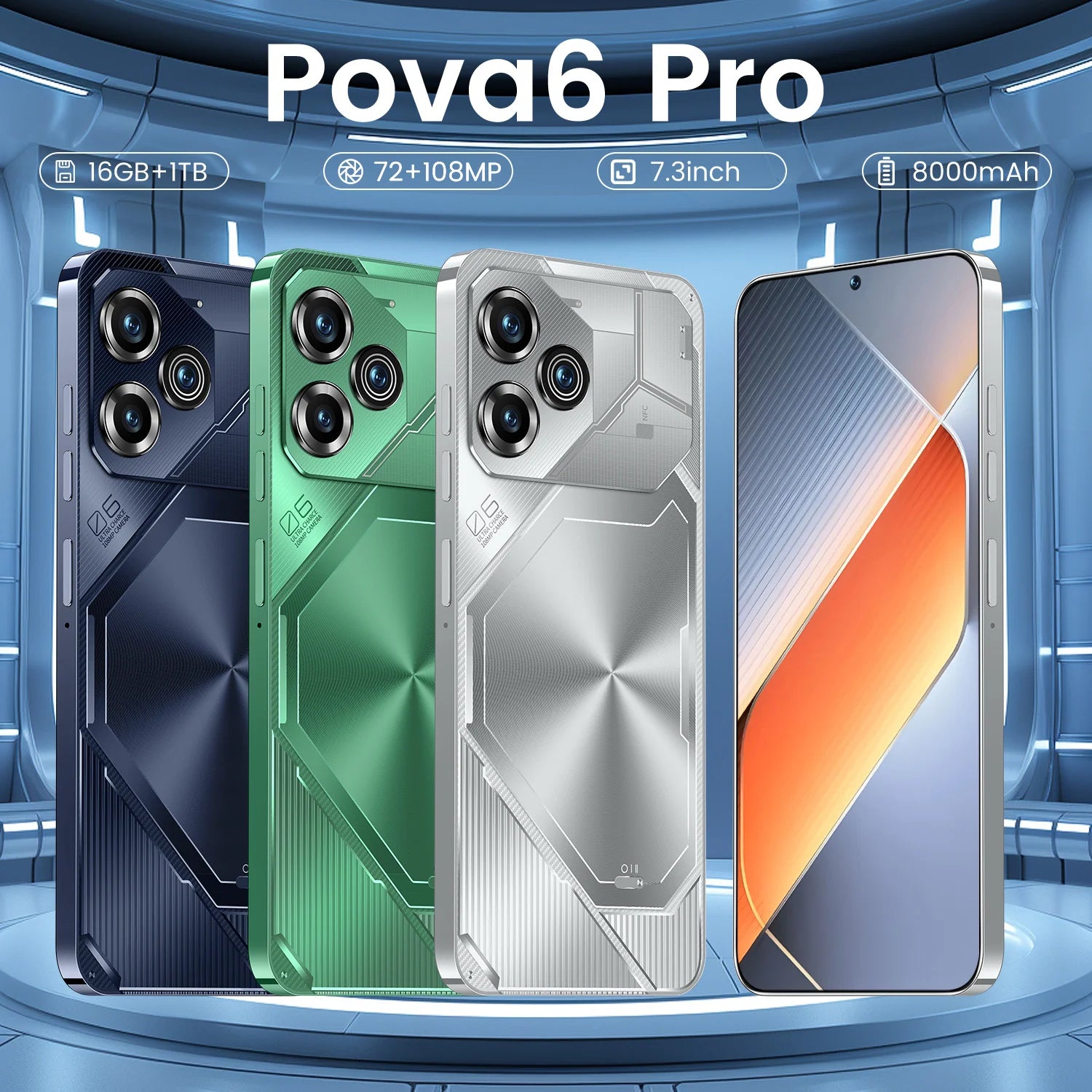 Pova 6 Pro 5G Smartphone - 16GB RAM, 1TB Storage - Silver Tidesmit
