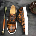 Top Grade Handmade Crocodile Leather Casual Shoes Men Custom Lace-up Luxury Men's Flat Shoes Fashion Sneakers Shoes for Men