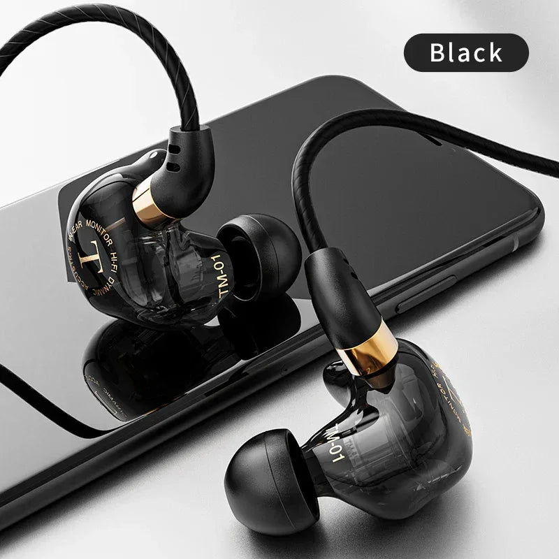 Tidesmit Wired Headphones with Dual Drivers and Bass Stereo - 1 Pair Black Tidesmit