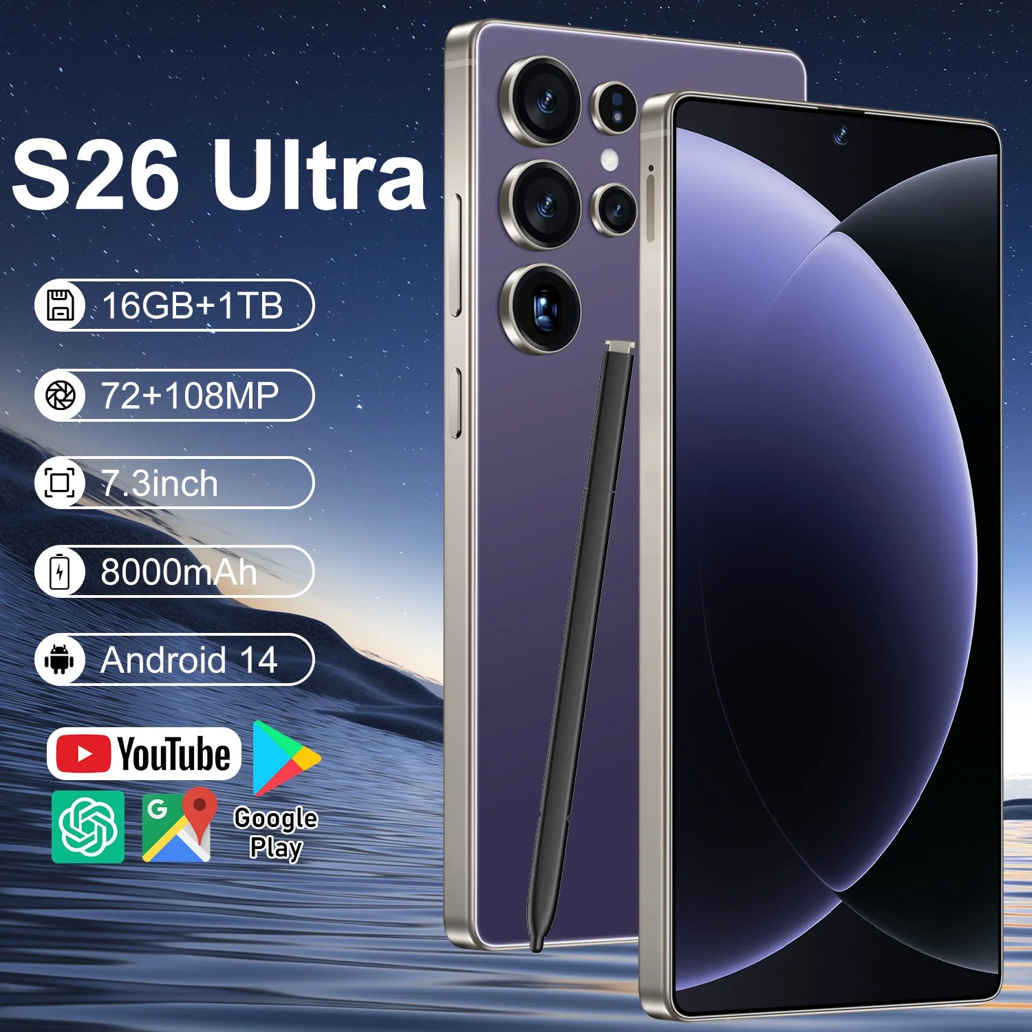 S26 Ultra 5G Smartphone: 16GB RAM, 1TB Storage & AMOLED Display Tidesmit
