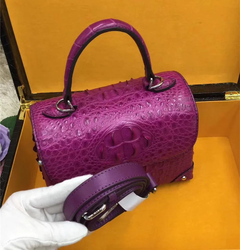 Authentic Exotic Crocodile Skin Women's Small White Purse Genuine Real Alligator Leather Lady Handbag Female Cross Shoulder Bag