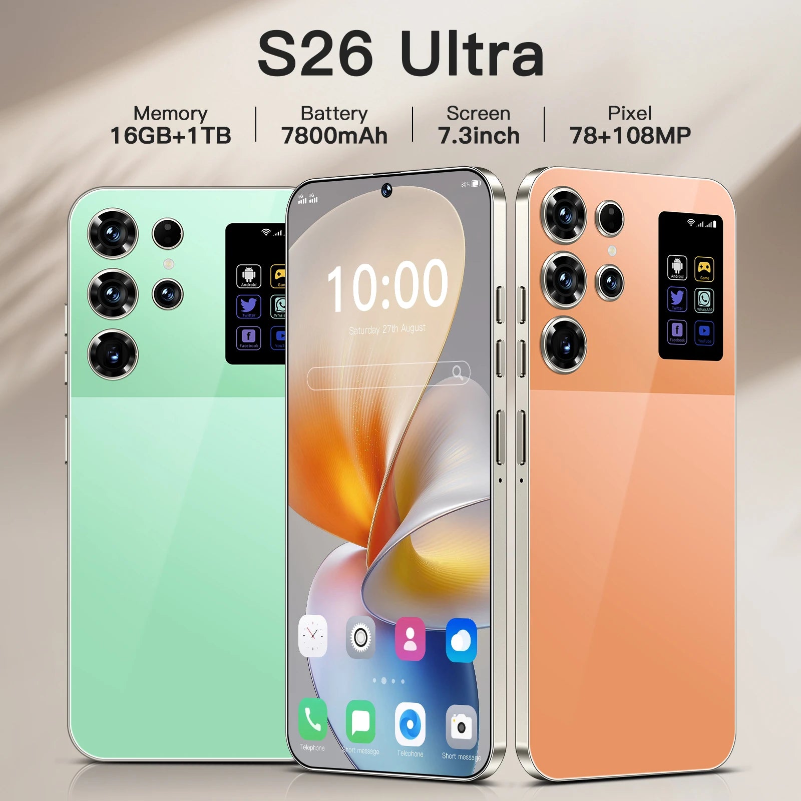 Original S26 Ultra 7.3 inch 1TB 5G smartphone with 108MP camera and Android 14 in gallery view