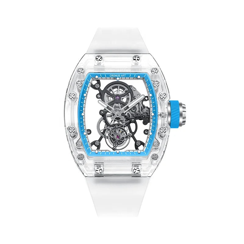 CRONUSART Luxury Fashion Tourbillon Watch Transparent Luxury Encased Sapphire 20mm Limited Edition Pointer Power Reserve