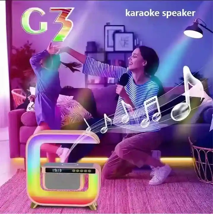 Wireless Charging Alarm Clock with RGB Light & Bluetooth Speaker - White Tidesmit
