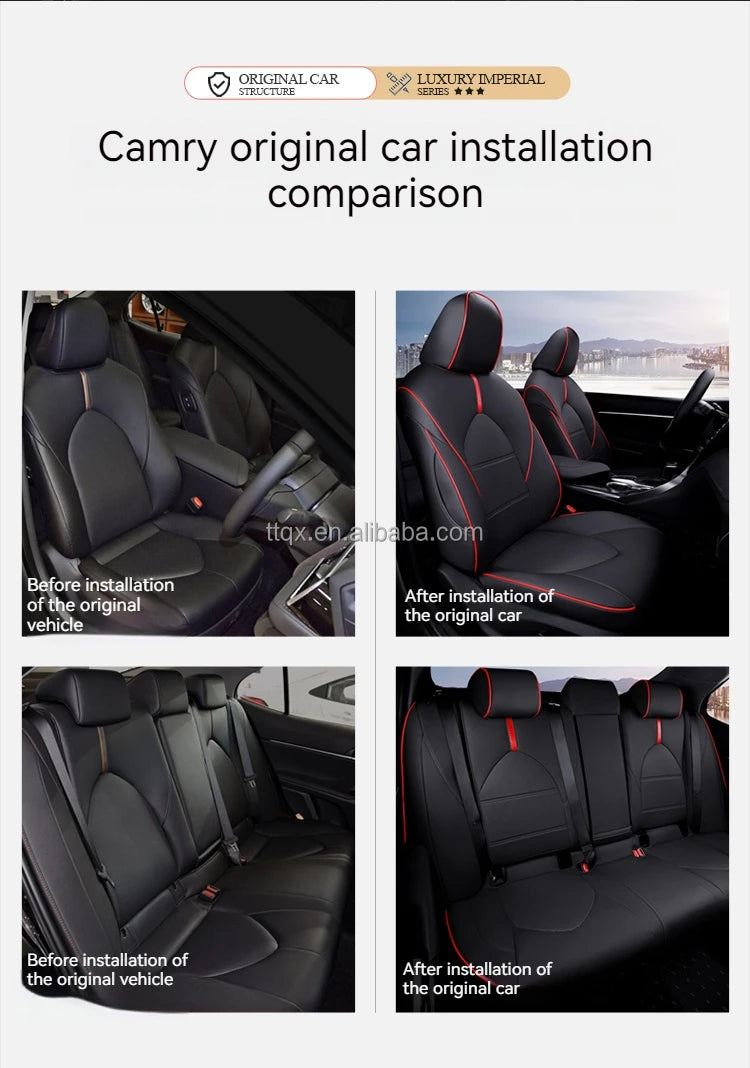 Car Seat Covers for Toyota Camry 2018-2024 Seat Covers Full Set Luxury Leather Car Accessories Waterproof Car Seat Protector