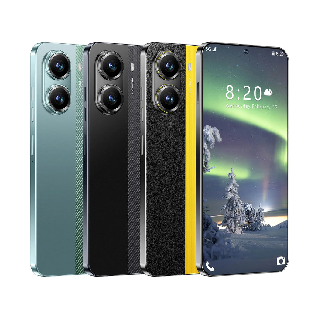 Tidesmit 2026 X7 Pro 5G smartphone with 108MP camera, 144Hz AMOLED display, and dual SIM fingerprint unlock.