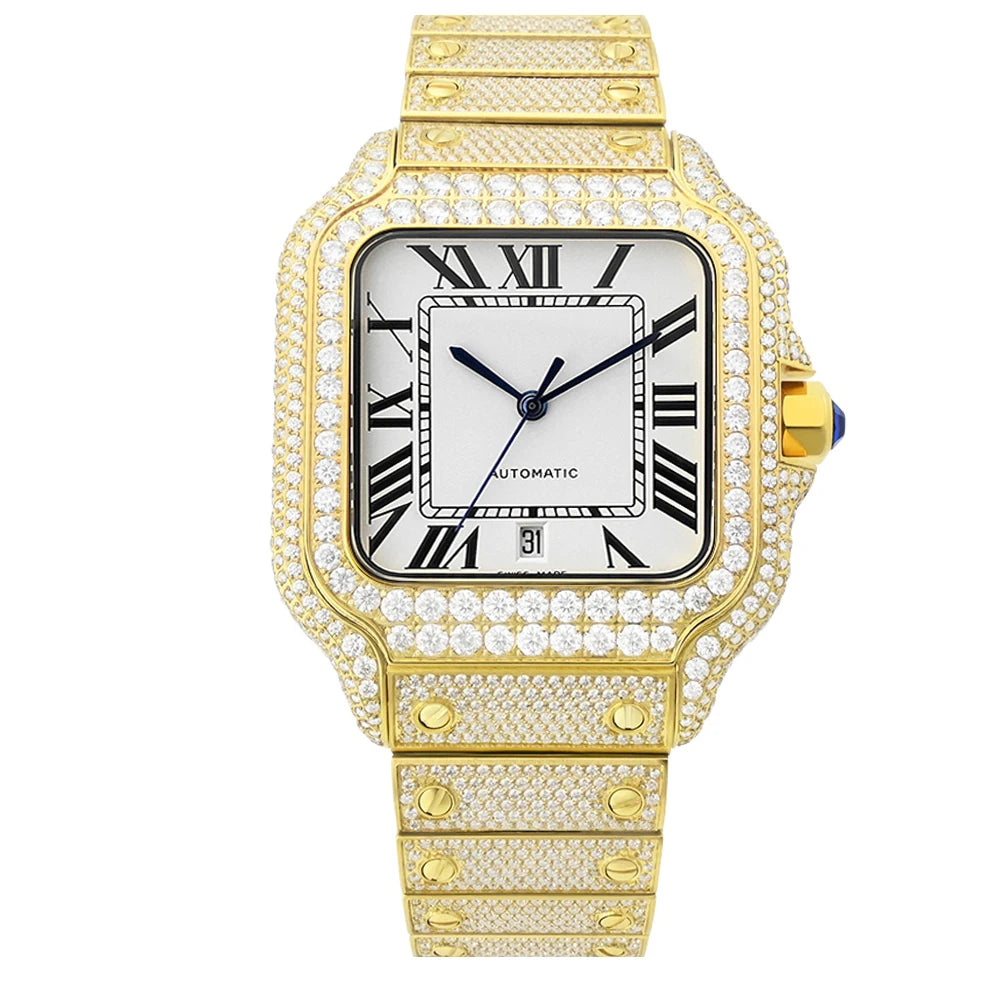 Reloj Full Diamond Jewelry Hip Hop Iced Out Automatic Watches Gold Luxury Men Mechanical VVS Moissanite Watch
