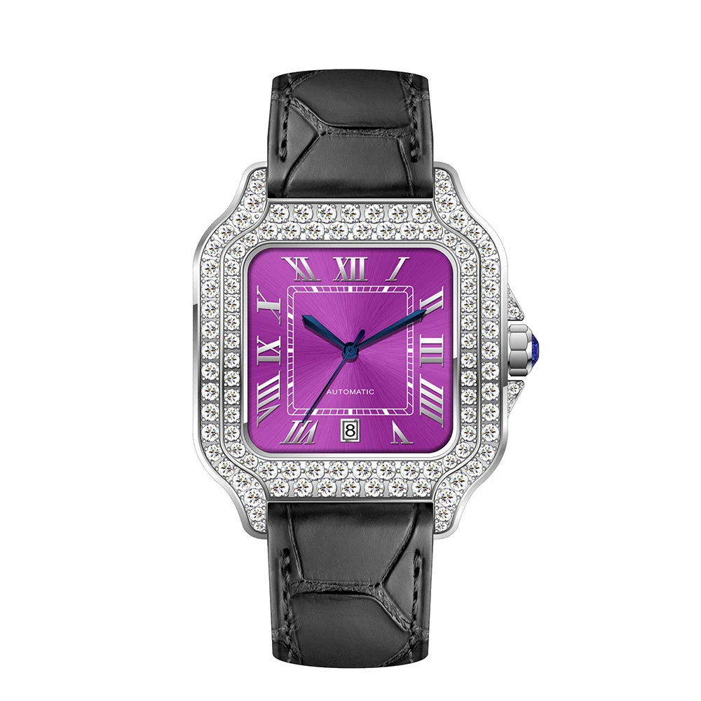 Wholesale Sport Diamond Stainless Steel Luxury Iced Out Watch Men Women Moissanite Automatic Mechanical 20mm Band Watch