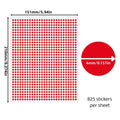 Printable sticker sheet with red 16mm round dots, 165 stickers per sheet