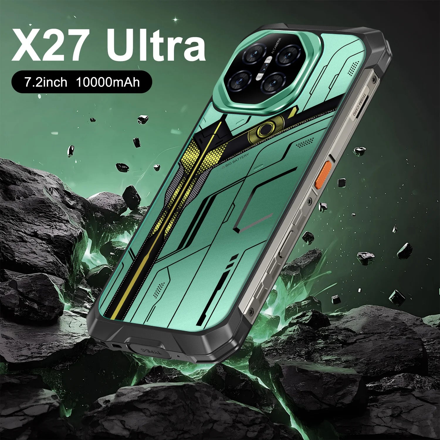 Tidesmit X27 Ultra 7.2-inch 5G smartphone with NFC, waterproof, and shockproof design for rugged durability.