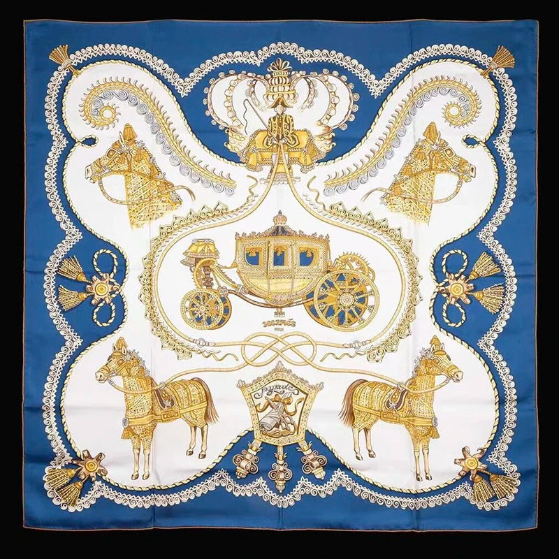Luxurious 90*90cm Square Digital Toilet Paper Cart Printed Silk Scarf Gift Specially Designed for Elegant Individuals