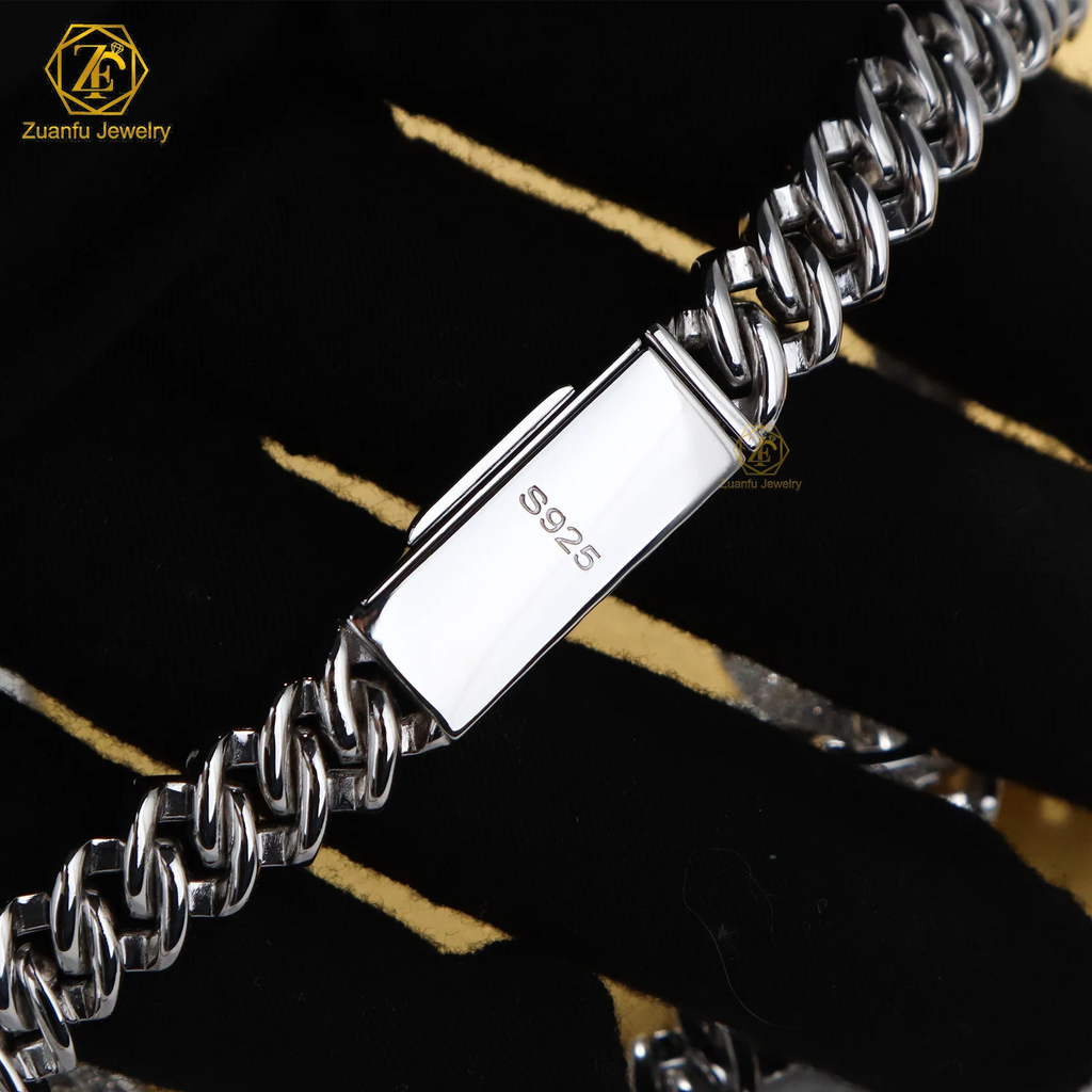 VVS Diamond 2rows 8mm 10mm 12mm 15mm S925 Silver GRA Moissanite Necklace Mans Hiphop Cuban Link Chain for Fashion Jewelry