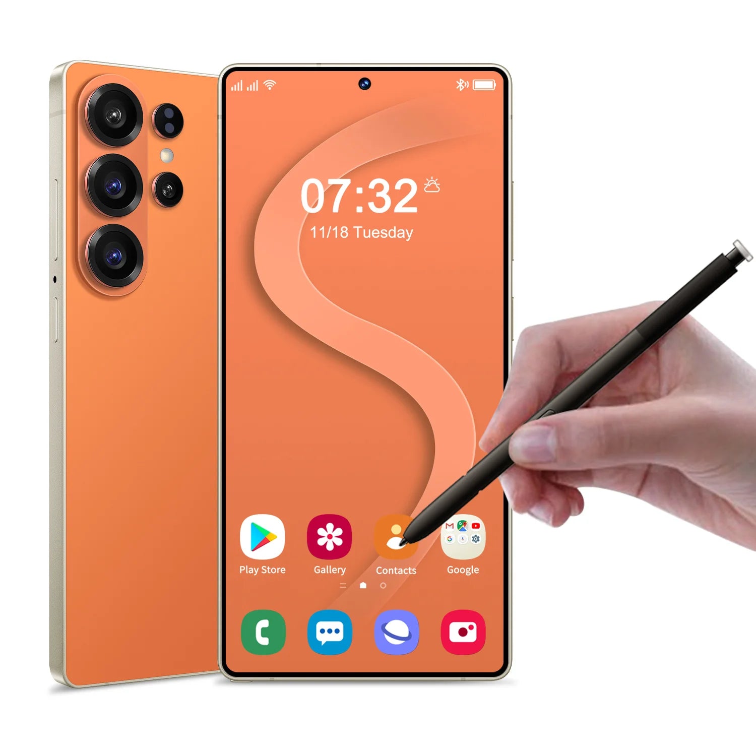 S26 Ultra 5G smartphone with 7.3-inch display, 16GB RAM, 1TB storage, 108MP camera, and built-in stylus pen.