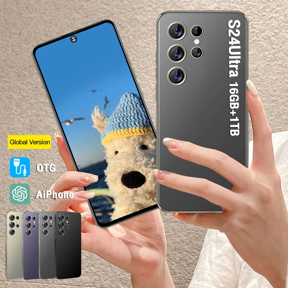 Refurbished Samsung S24 Ultra 5G 1TB DualSIM smartphone in grey seen from side profile, global model