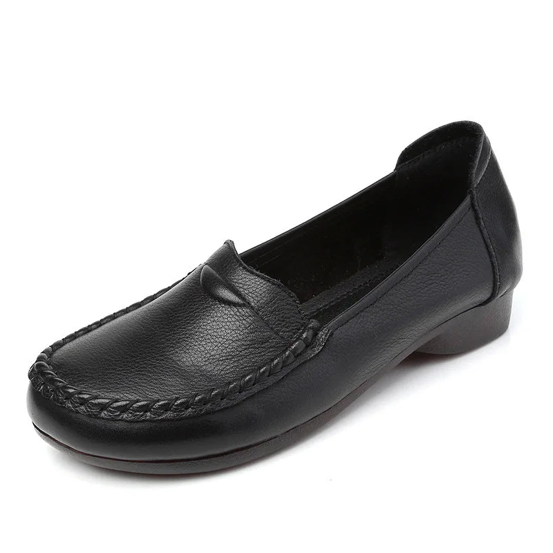 Casual Women's Genuine Leather Flat Loafers Light Weight Slip-On Shoes for Summer & Spring Fashionable & Trendy