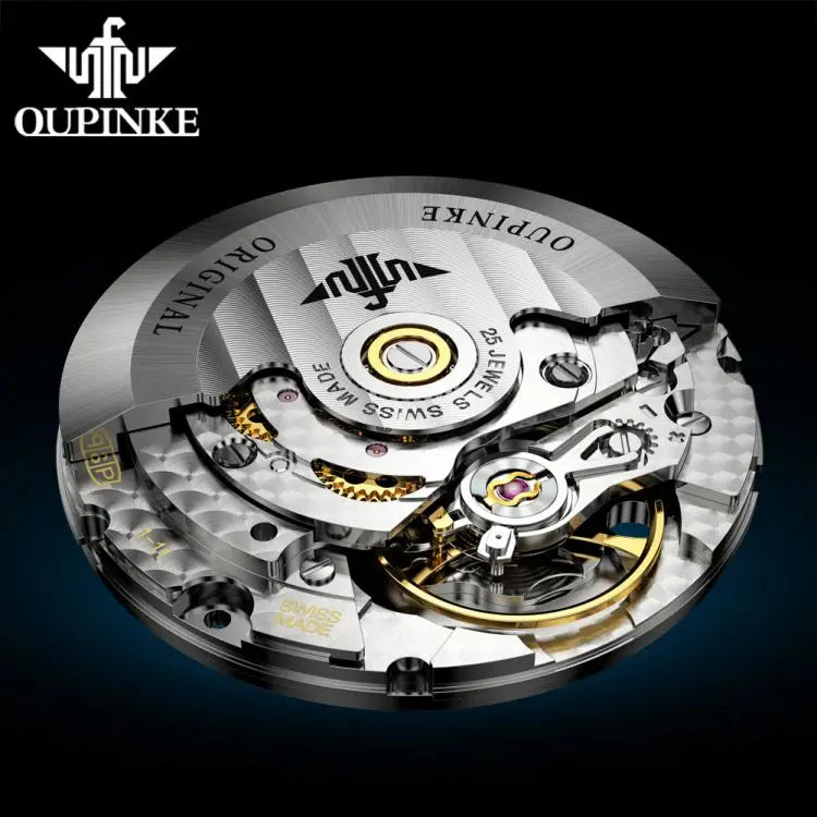 OUPINKE 3269 Original Luxury Ultra Thin Watch Men Automatic Mechanical Slim with Date Brand Leather Wristwatch Relogio Masculino