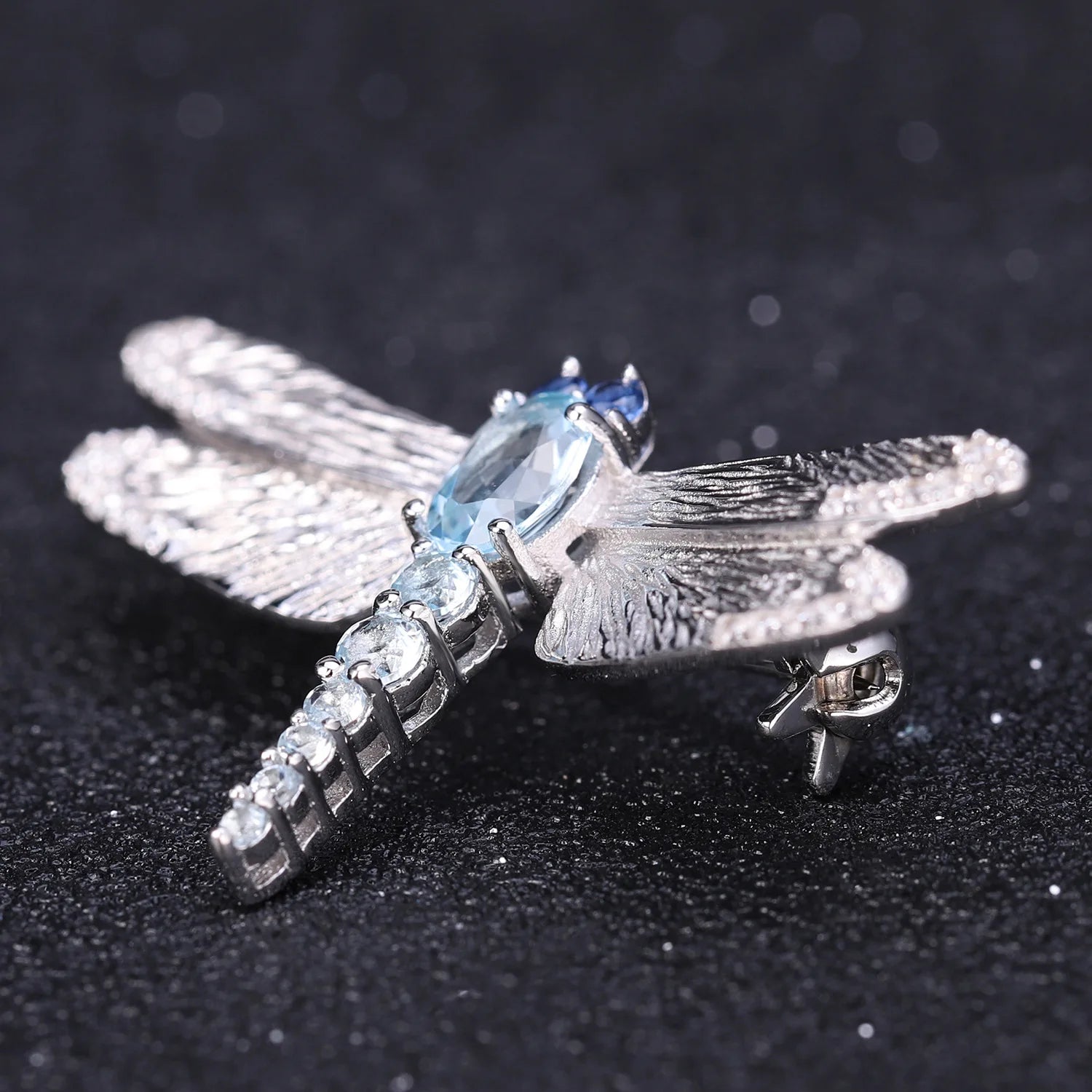 TIANSHE New Chinese Style Vintage Original Natural Gemstone Dragonfly Brooch High-end S925 Pure Silver Suits Accessories Gift