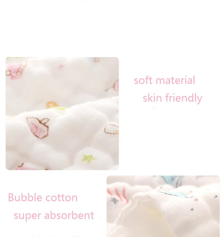 Happyflute 30*30CM 6Layer Soft Gauze Baby Cotton Plain Color Face Towel Children's Square Handkerchief Saliva Towel