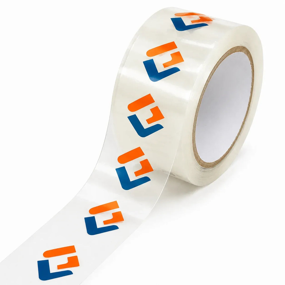 White packaging tape roll with blue and orange arrow “4” marks