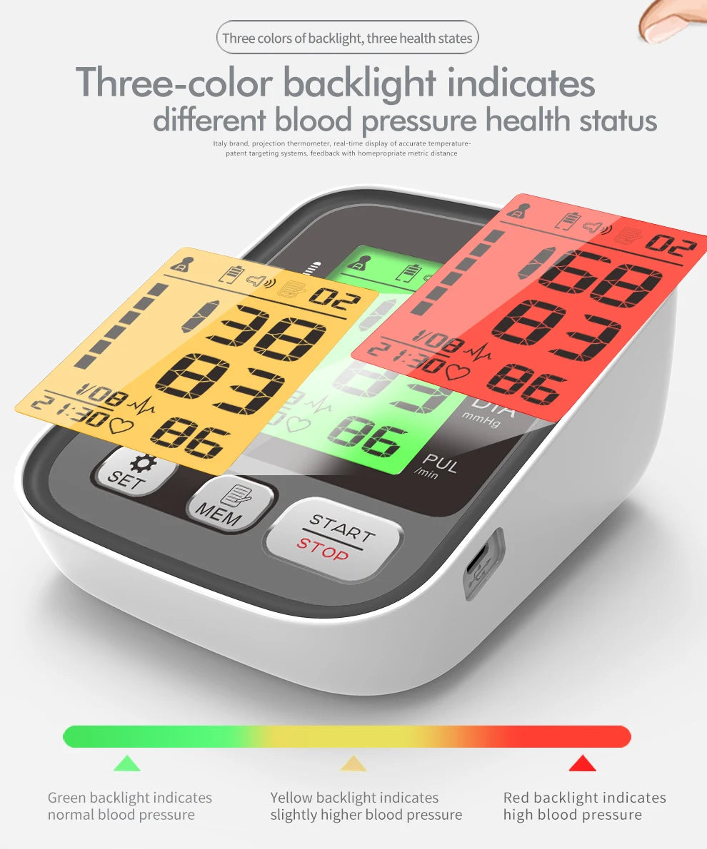 JYouCare Medical Digital Lcd Upper Arm Blood Pressure Monitor cuffs Home Heart rate Meter Tonometers Large cuff Voice Automatic