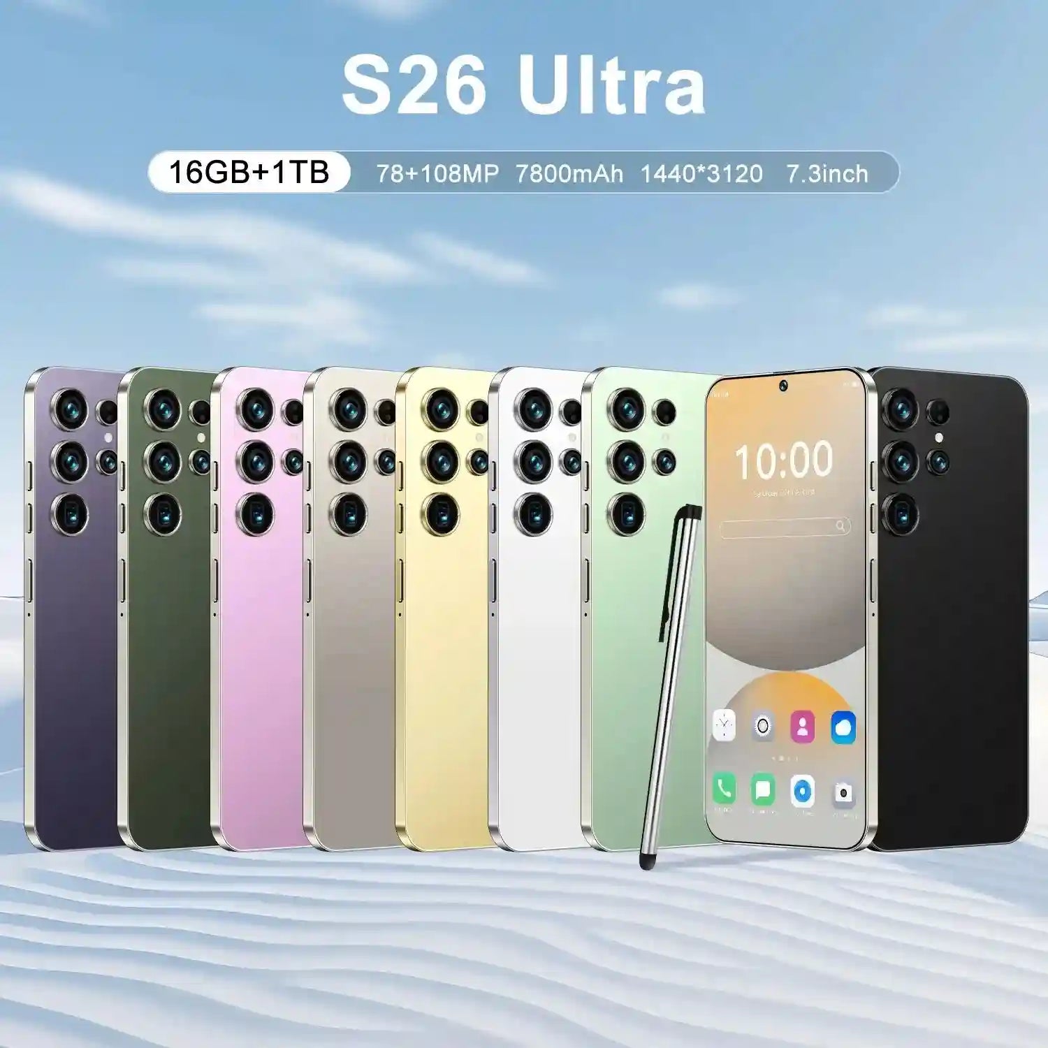 S26 Ultra 5G Smartphone - 7.3 Inch AMOLED Display, 1TB Storage Tidesmit