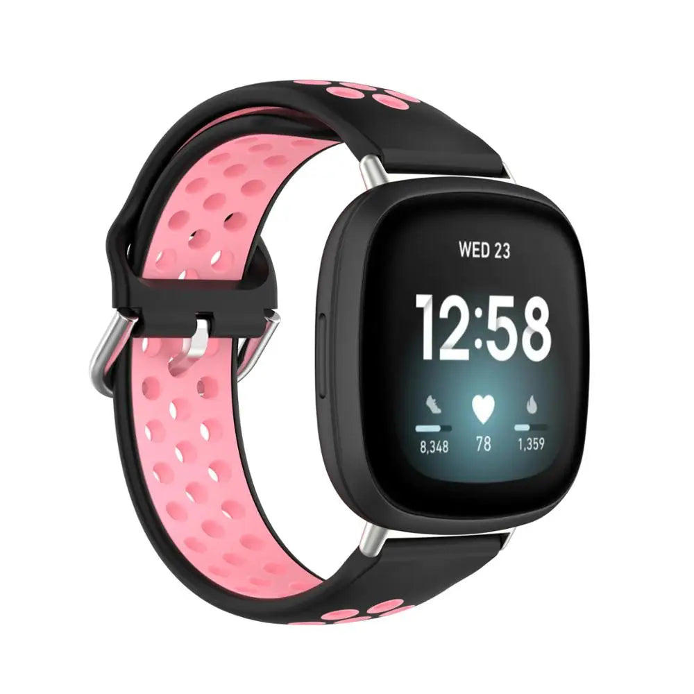 Colorful soft silicone sport wristband for Fitbit Versa 3 and Sense smartwatches by Tidesmit