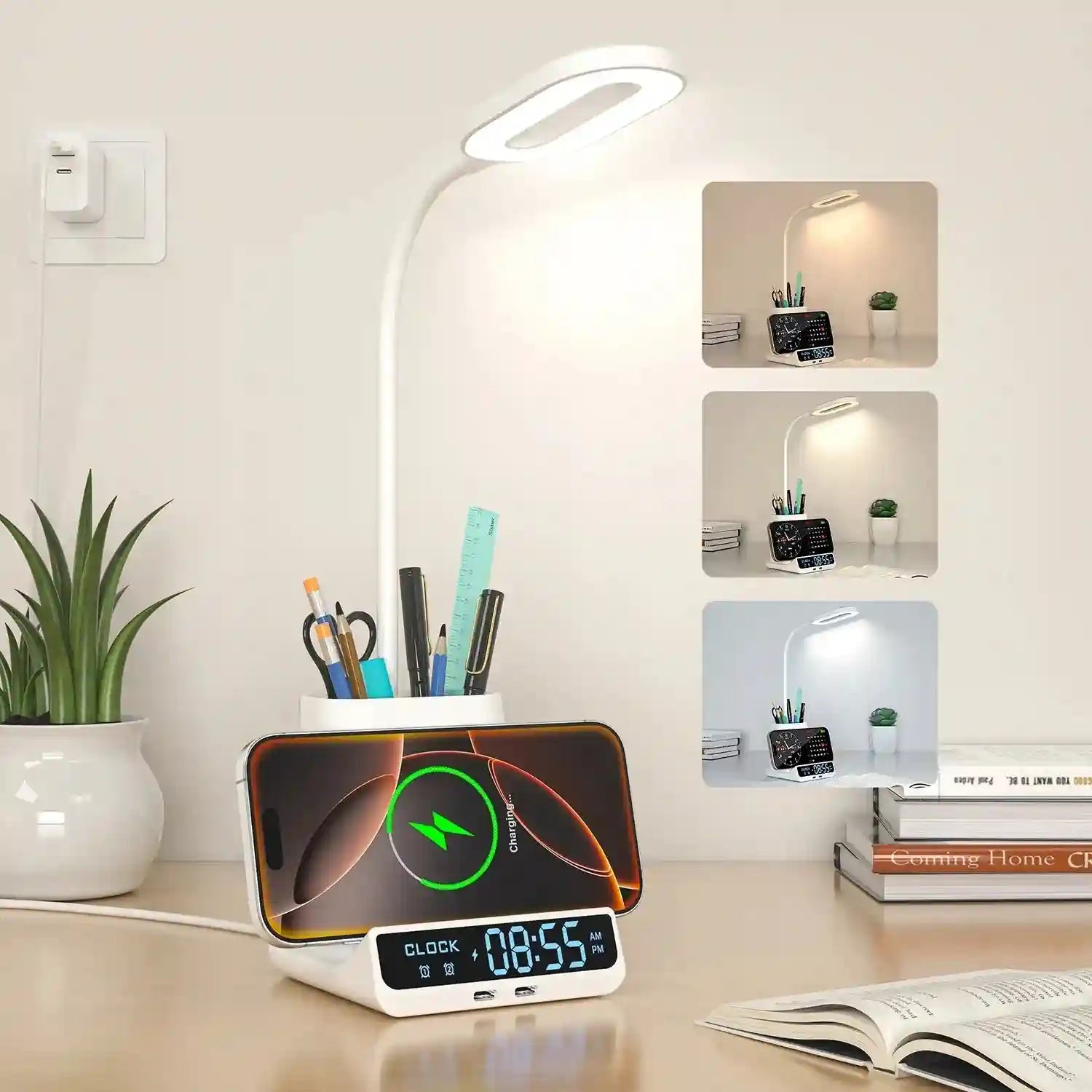5-in-1 Wireless Charger Desk Lamp, Qi Certified Multi-Device Station Tidesmit