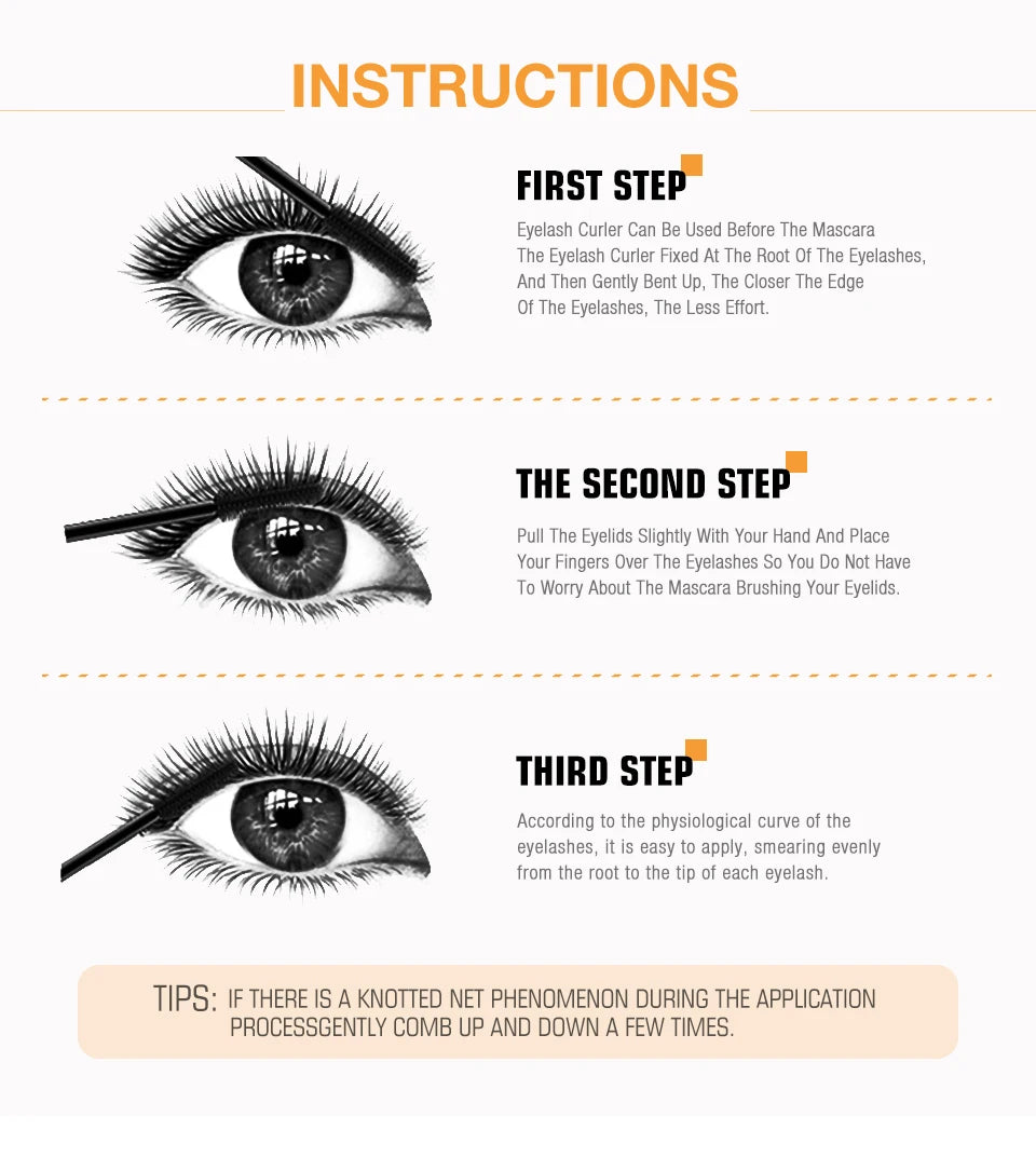 O.TWO.O 3D mascara application guide: step-by-step instructions for long, black, lifted, and voluminous lashes.