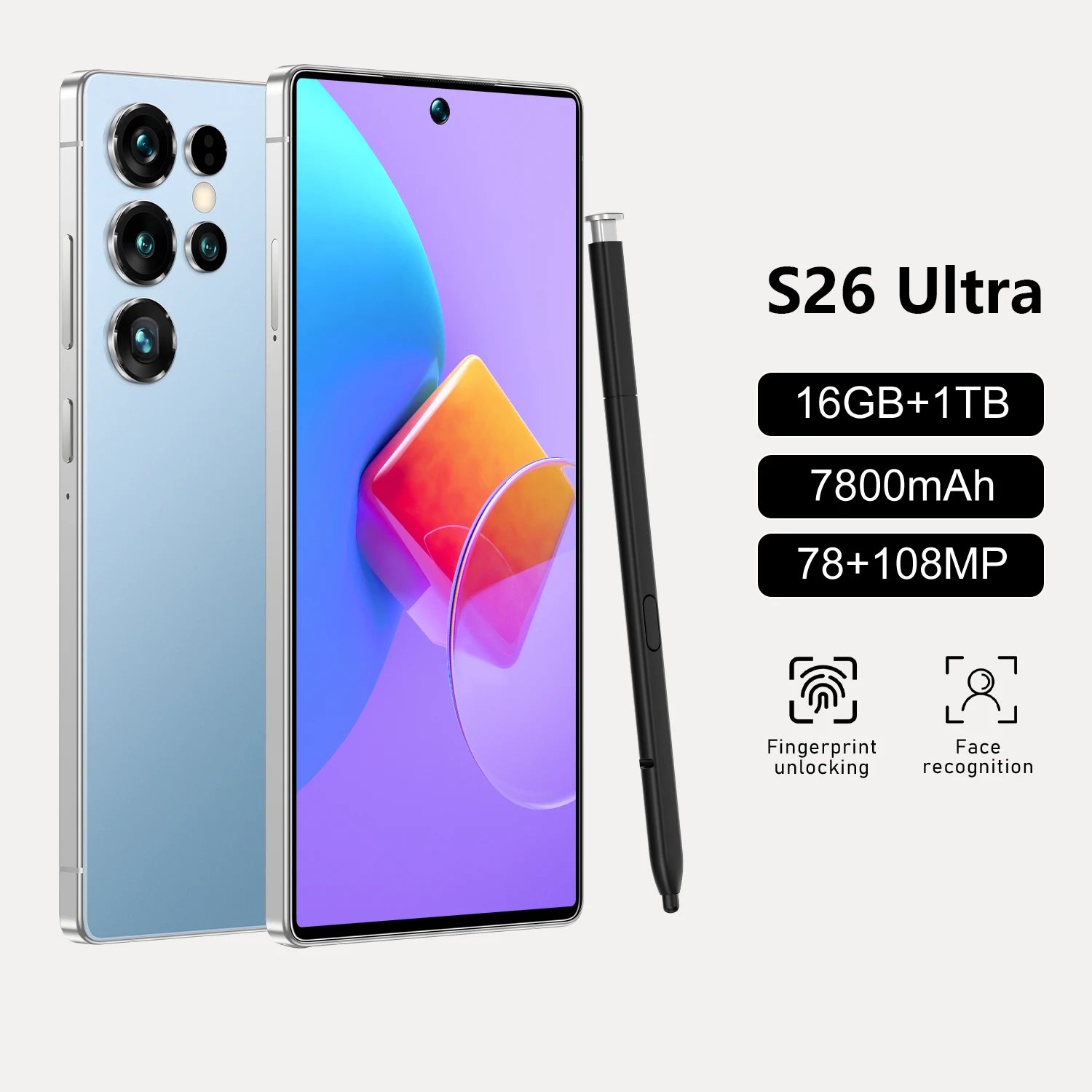 5G Smartphone with 7.3-inch HD Display, 1TB Storage, and 16GB RAM Blue 16g Tidesmit