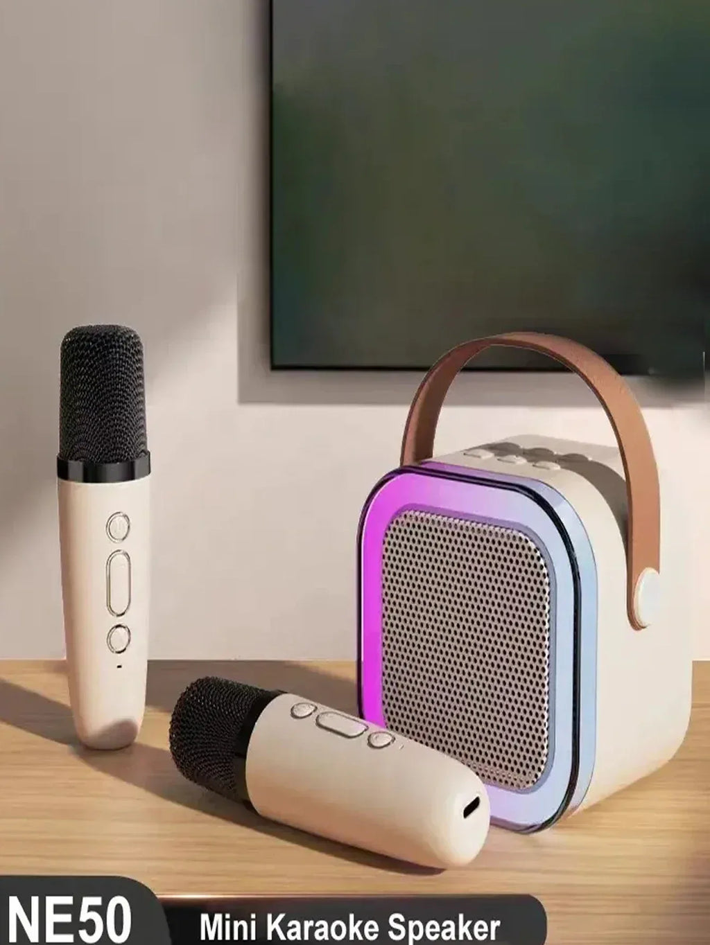 1 Mic K12 Karaoke Machine Bluetooth Speaker Wireless Microphones RGB LED Colorful Lights Ambient Lighting Singing Speaker My Store