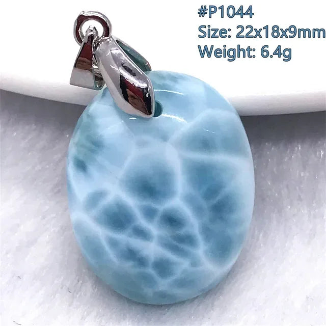 Natural Blue Larimar Trendy Necklace Pendant Women Men Gift Beads 925 Sterling Silver Dominica Water Drop Crystal Stone Jewelry