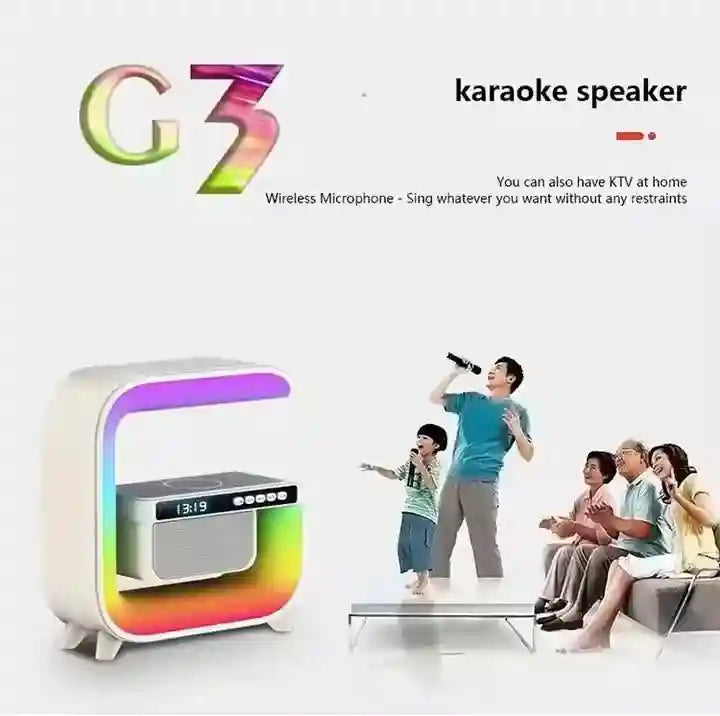 Wireless Charging Alarm Clock with RGB Light & Bluetooth Speaker - White Tidesmit